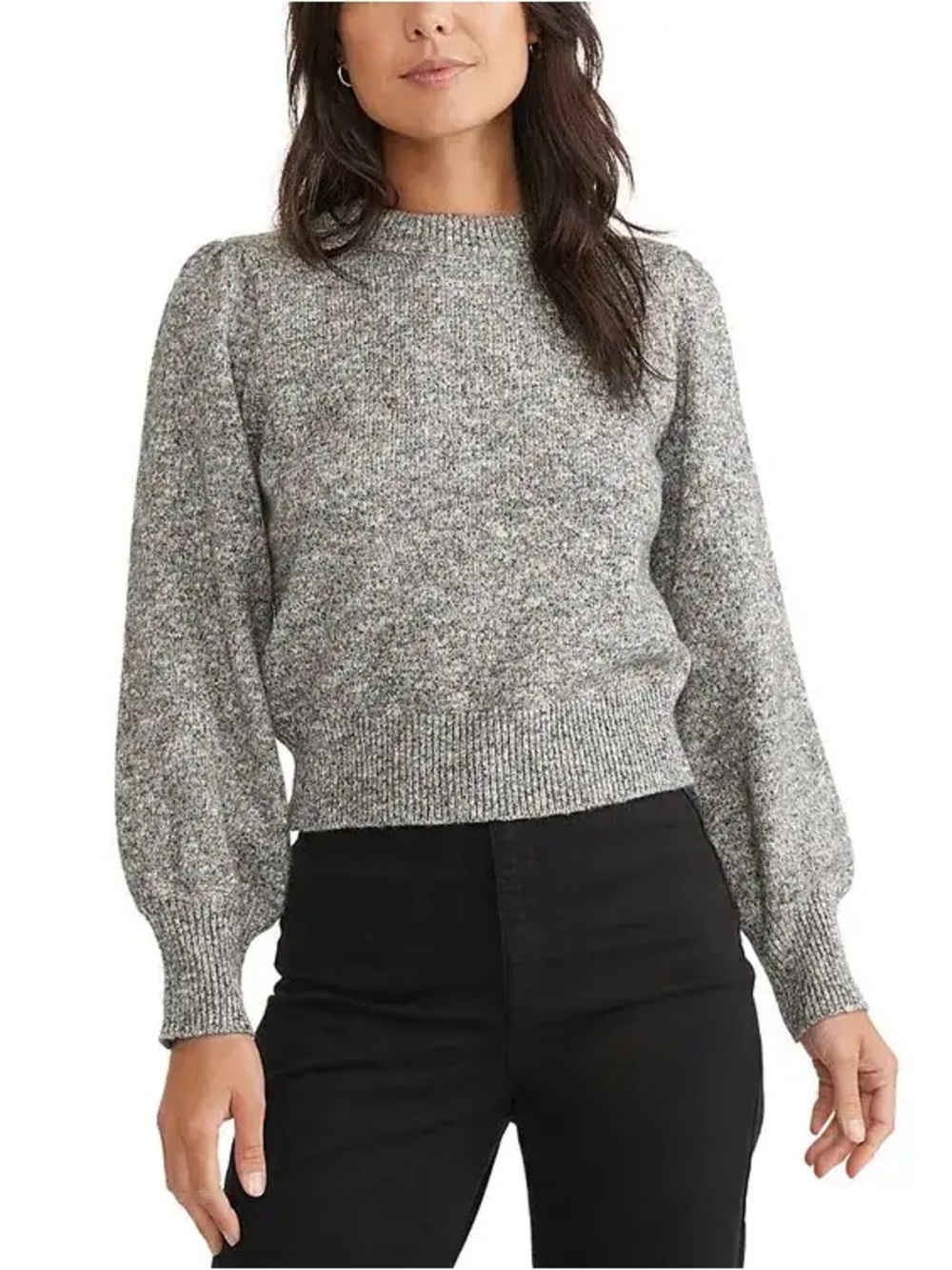 Marine Layer Alma Puff Sleeve Sweater Women’s Medium Gray Pullover Knit Cotton